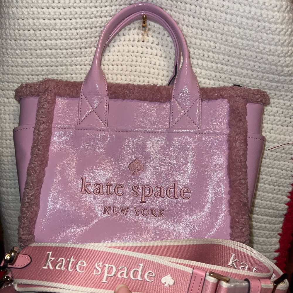 Kate spade New York Jett faux shearling small crossbody in quartz pink - Picture 2 of 10